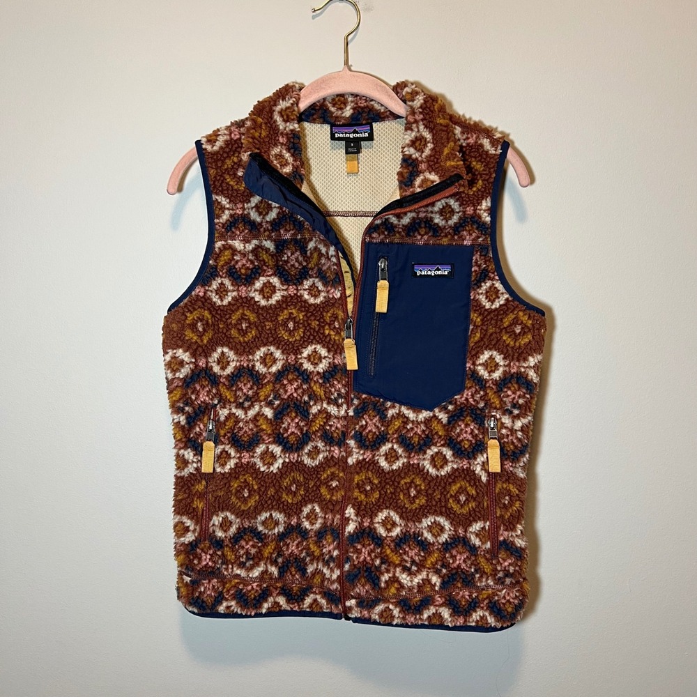 Patagonia Women's Classic Retro-X Fleece Vest Geometric Fair Isle Print Small